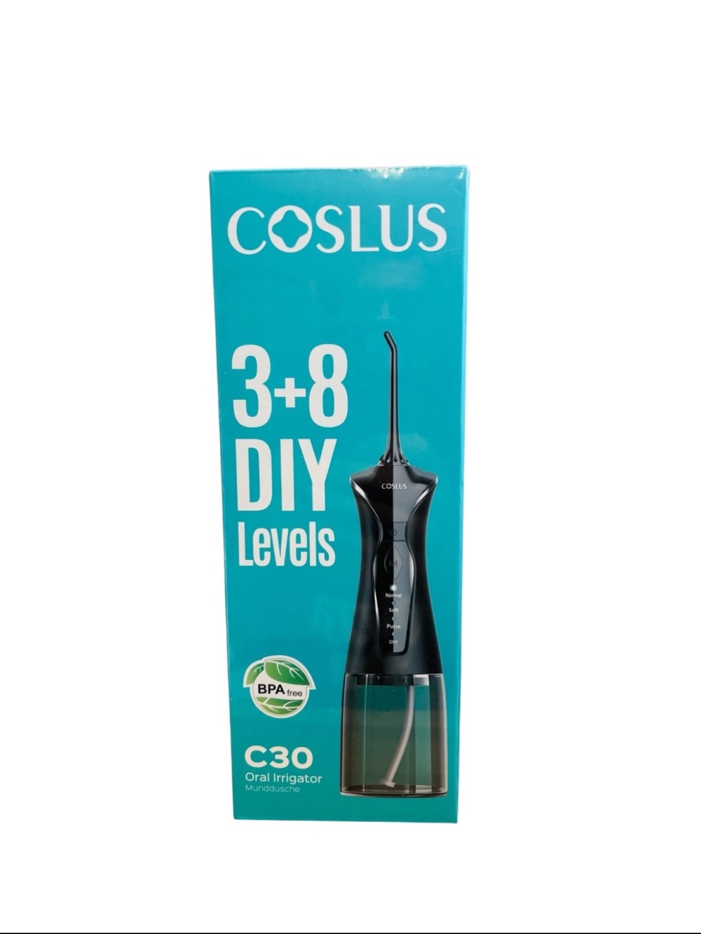 COSLUS C30 Oral Irrigator - Black with Teal Box